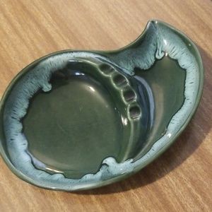 Vintage MCM Ceramic Ashtray Green Marked USA 101